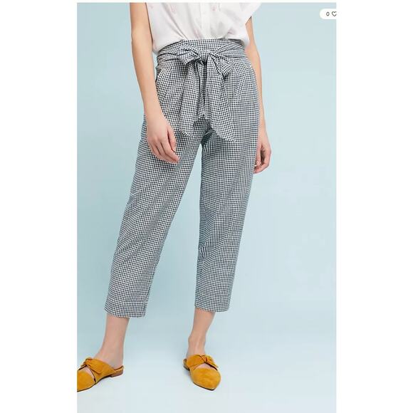 ANTHROPOLOGIE Cartonnier High Waisted Gingham Check Trouser Pants // 6 - Picture 1 of 16